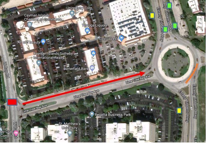 Diversion at West Bay Road and Lime Tree Bay Avenue.