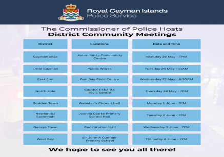 RCIPS Announces District Community Meetings for 2026, 25 May