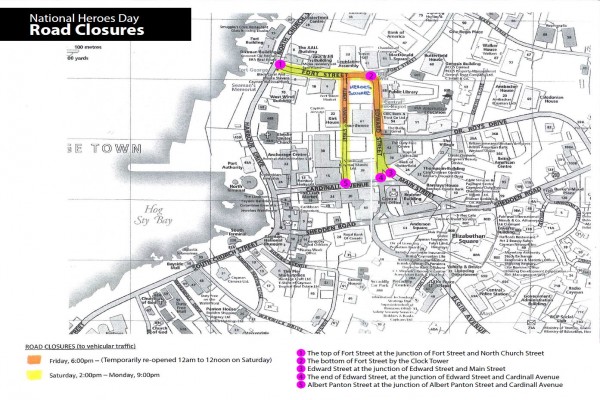 Road Closures for National Heroes Day Celebrations, 25-28 January