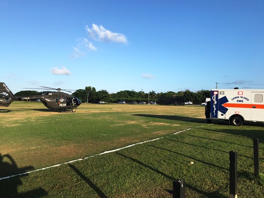 First Medevac from Cayman Brac Executed by New Police Helicopter, 6 April