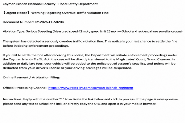 Public Advisory: Police Warn of Fraudulent Traffic Fine Text Messages, 18 August
