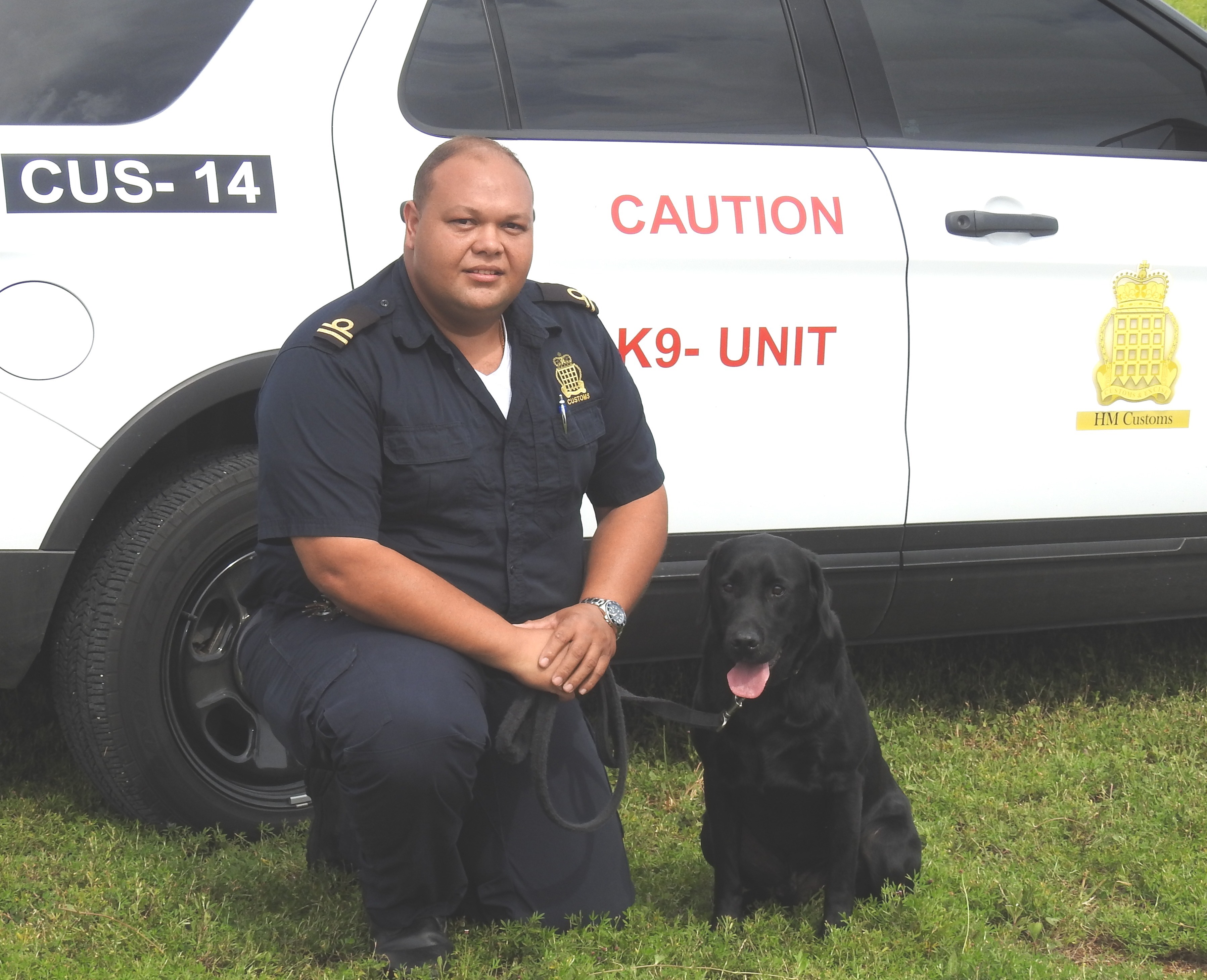 The Customs detector dog, Alfie, and his handler, Customs Officer Tate McFarlane, were instrumental to the operation.