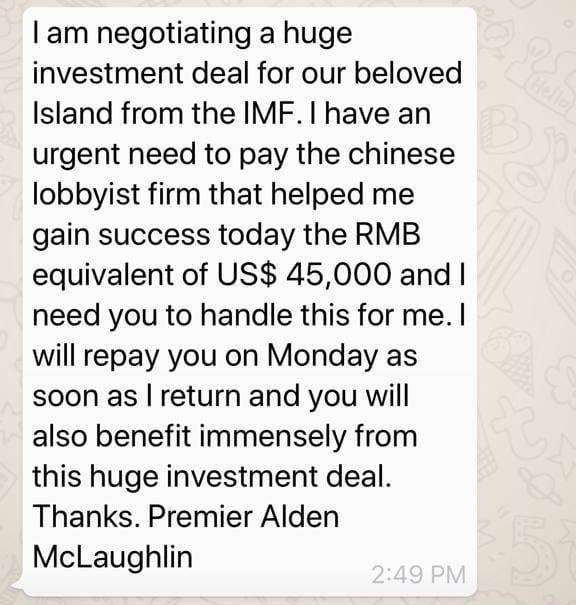 An example of one such fraudulent message.